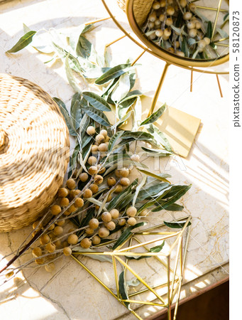Luxurious home decoration in gold tones, real interior decor details 58120873