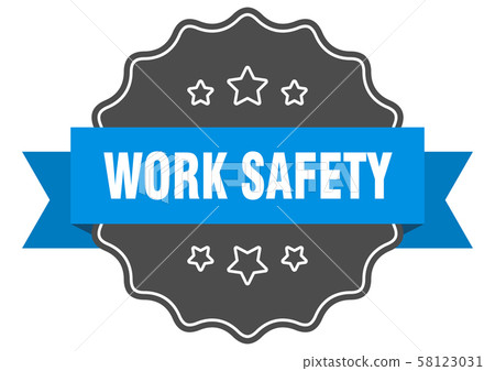 work safety blue label. work safety isolated seal. 58123031