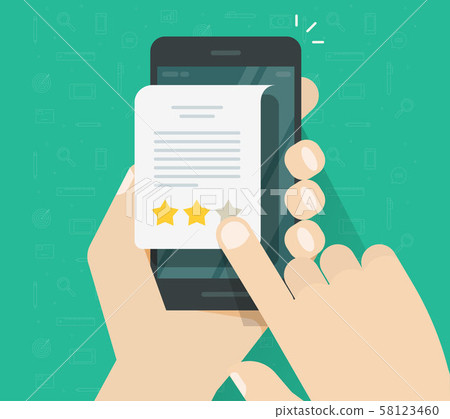 Feedback or testimonial review on cellphone...-插圖素材 [58123460] - PIXTA圖庫
