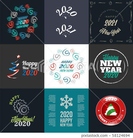 New Year eve retro vector banner set - Stock Illustration [58124694 ...