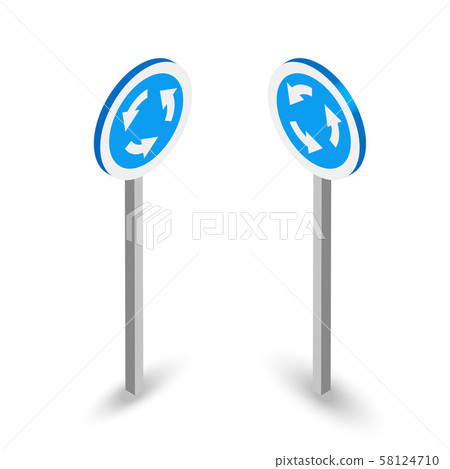 Roundabout circle road isometric sign set on white Roundabout circle road isometric sign set on white 58124710