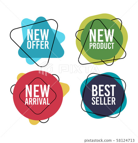 Geometric shapes sale badges set on the white 58124713