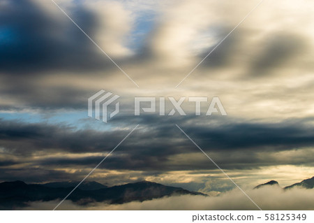 colorful dramatic sky with cloud at sunset. colorful dramatic sky with cloud at sunset. 58125349