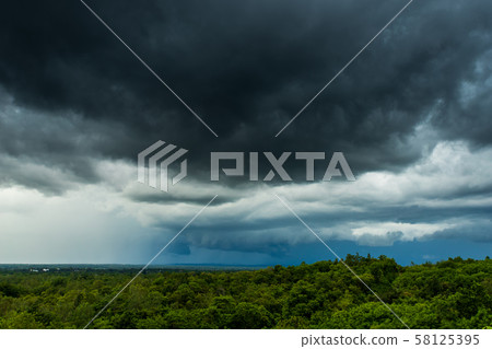 thunder storm sky Rain clouds thunder storm sky Rain clouds 58125395