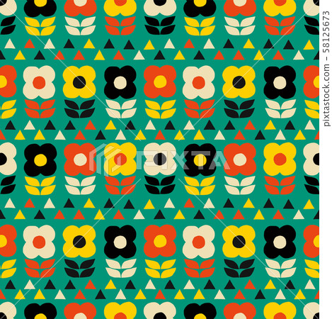 Retro flower pattern - seamless - Stock Illustration [58125673] - PIXTA