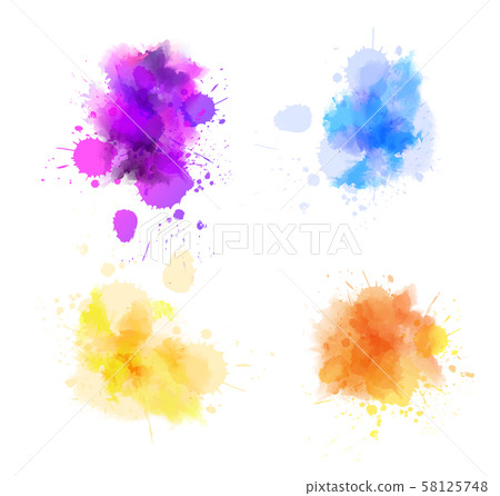 Watercolor paint splashes 58125748