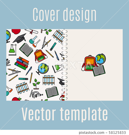 School supply elements pattern cover design 58125833
