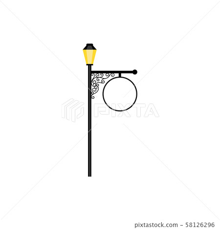 Street light with retro style billboard 58126296