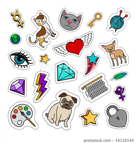 Quirky fashion patches set 58126548