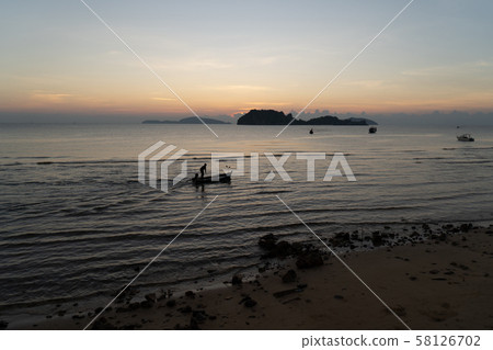 The beautiful landscape of fishing boat floating The beautiful landscape of fishing boat floating 58126702