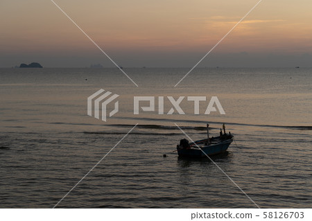 The beautiful landscape of fishing boat floating The beautiful landscape of fishing boat floating 58126703