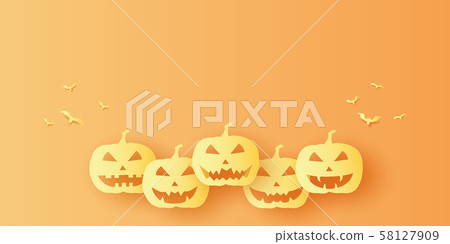 Halloween pumpkin , paper art style Halloween pumpkin , paper art style 58127909
