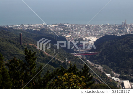 浪漫茨城縣（日立的煙囪和日立城市景觀，支持日立的發展和現代工業） 58128137