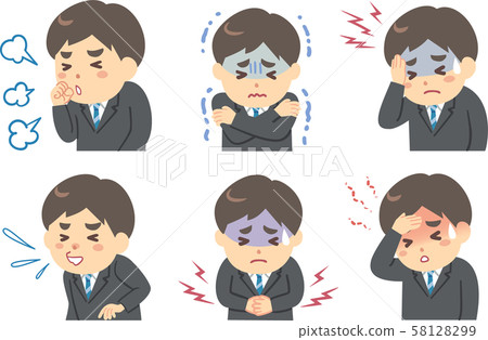 Businessman poor health set 58128299