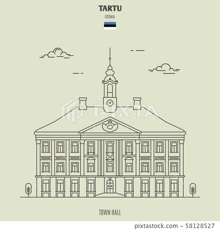 Town Hall in Tartu, Estonia. Landmark icon Town Hall in Tartu, Estonia. Landmark icon 58128527