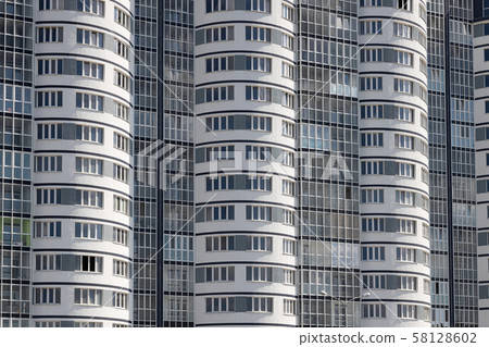 Close-up of tenement house with bulged walls Close-up of tenement house with bulged walls 58128602