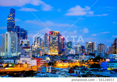 Cityscape of Bangkok from aerial view on evening times Cityscape of Bangkok from aerial view on evening times 58128653