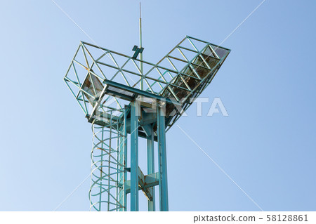 Close-up of old metal watch tower against light sky Close-up of old metal watch tower against light sky 58128861