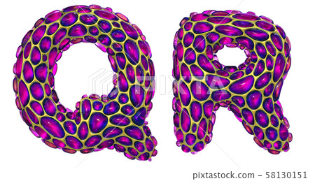 Realistic 3D letters set Q, R made of gold shining metal letters. Realistic 3D letters set Q, R made of gold shining metal letters. 58130151
