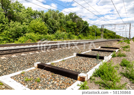 Double track electrified railway line Double track electrified railway line 58130868