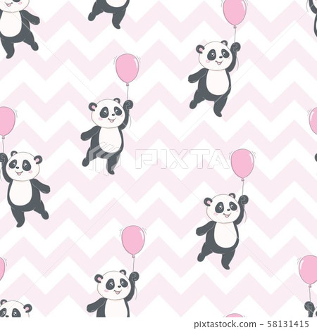 Pink Panda Pattern Vector Pattern: Seamless panda bear pattern on... - Stock Illustration ...