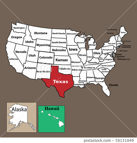 Texas State Location Map on USA map.Vector 58131849