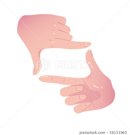Hands Frame Cropping Gesture. Flat Framing hands. Hands taking focus frame shooting like camera Hands Frame Cropping Gesture. Flat Framing hands. Hands taking focus frame shooting like camera 58131963