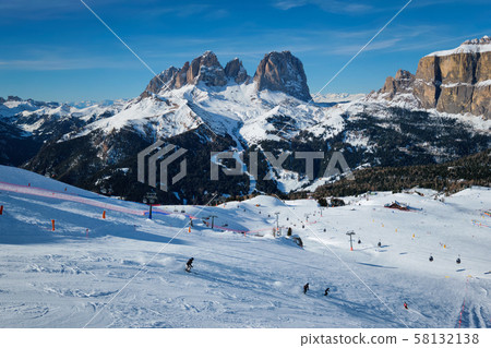 Ski resort in Dolomites, Italy Ski resort in Dolomites, Italy 58132138