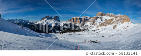 Ski resort in Dolomites, Italy 58132141