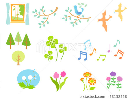 Nature image set such as flowers and birds 58132338