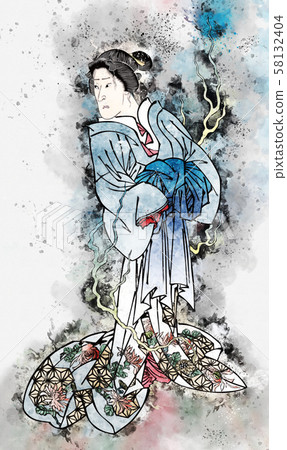 Ukiyoe ghost part 1 watercolor Ukiyoe ghost part 1 watercolor 58132404