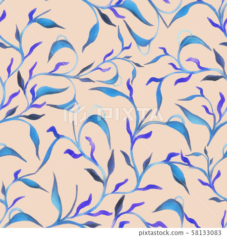 Beautiful hand drawn seamless pattern with watercolour leaves seamless pattern for paper design 58133083