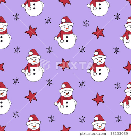 Christmas seamless pattern with snowman, fir... - Stock Illustration ...