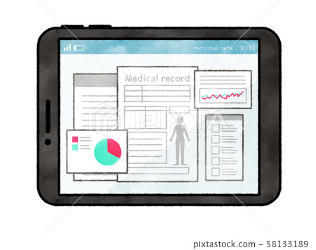 電子病歷 - 平板電腦水彩 58133189