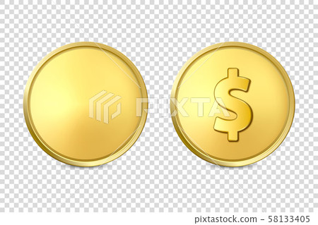 Vector 3d Realistic Golden Metal Coin Icon Set,... - Stock Illustration ...