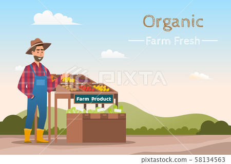 Farm shop. Local market. Selling fruit and Farm shop. Local market. Selling fruit and 58134563