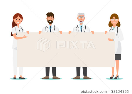 Set of doctor cartoon character with copy space 58134565