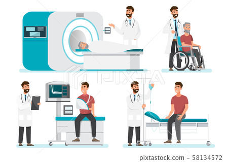Set of doctor cartoon characters. Medical staff Set of doctor cartoon characters. Medical staff 58134572