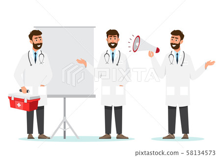 Set of doctor cartoon characters. Medical staff Set of doctor cartoon characters. Medical staff 58134573