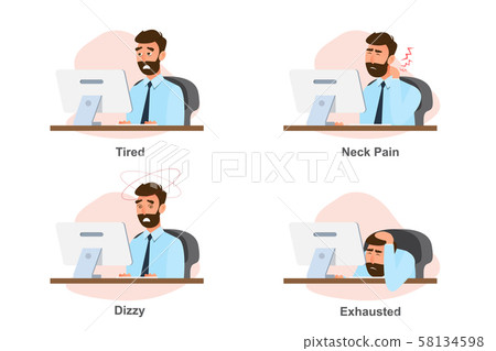 Office syndrome, business man illness from hard Office syndrome, business man illness from hard 58134598
