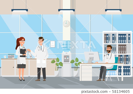 Medical concept with doctor and patients in flat 58134605