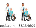 old man sit on a wheelchair with doctor take care 58134609