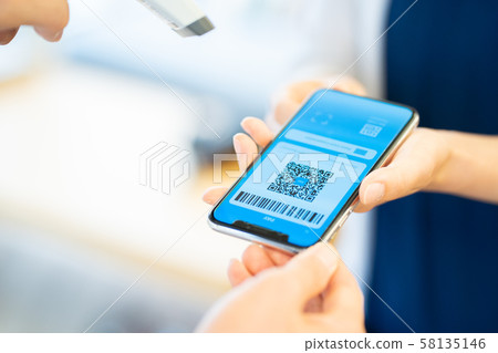 Cashless payment Bar code Smartphone payment QR code Cashless payment Bar code Smartphone payment QR code 58135146