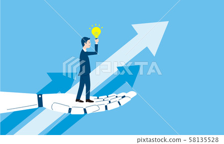 Robot hand and businessman image Robot hand and businessman image 58135528