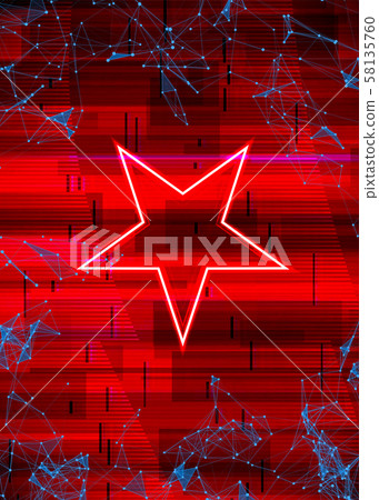 Glitch cyberpunk frame with technology error and neon shape 58135760