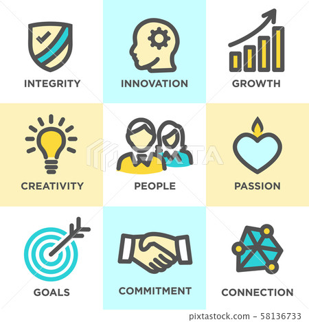 Company Core Values Outline Icons for Websites or 58136733