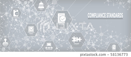 In compliance web banner - icon set that shows a 58136773