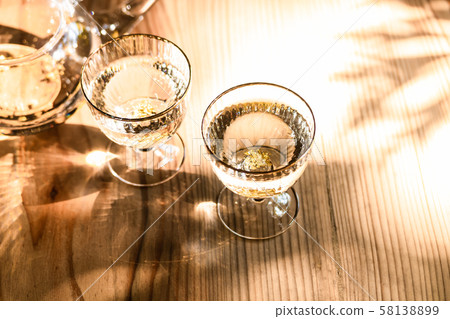 Japanese sake with gold leaf 58138899