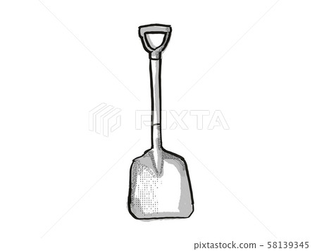 D-Handle scoop Garden Tool Cartoon Retro Drawing 58139345