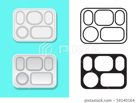 Aluminium food tray with five holes, vector Aluminium food tray with five holes, vector 58140164